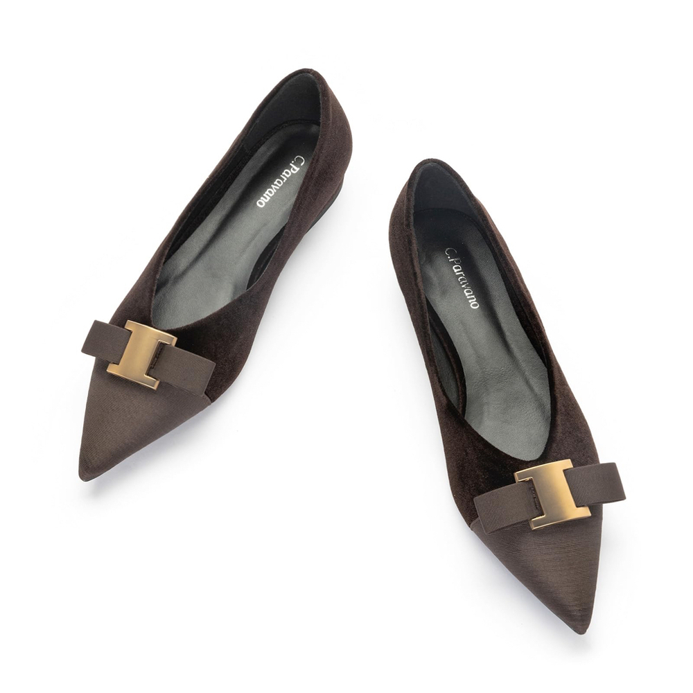 C. Paravano Metal Tie Velvet Flats (Aida) Size 40 (Women's 10)